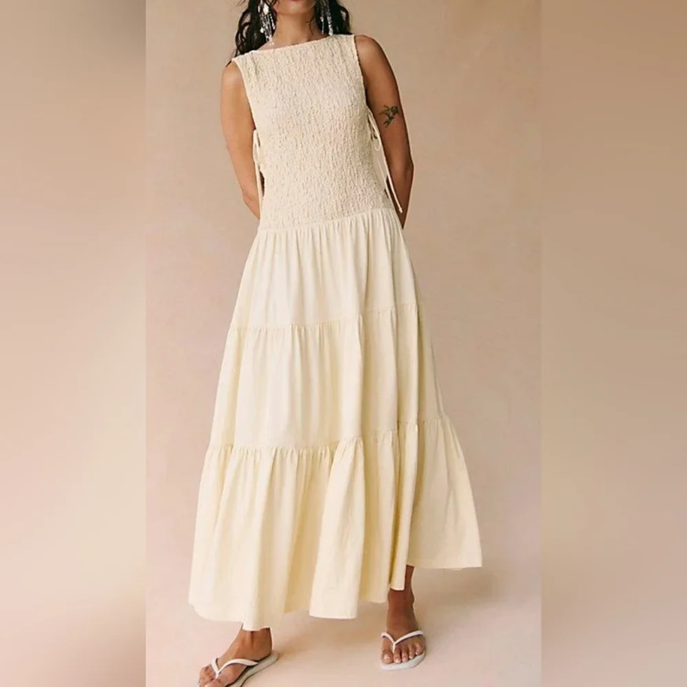 Free People Cream Tiered Maxi Dress - Picture 2 of 13